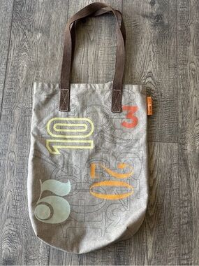 Unbranded Gray Canvas Tote with Colorful Number Print